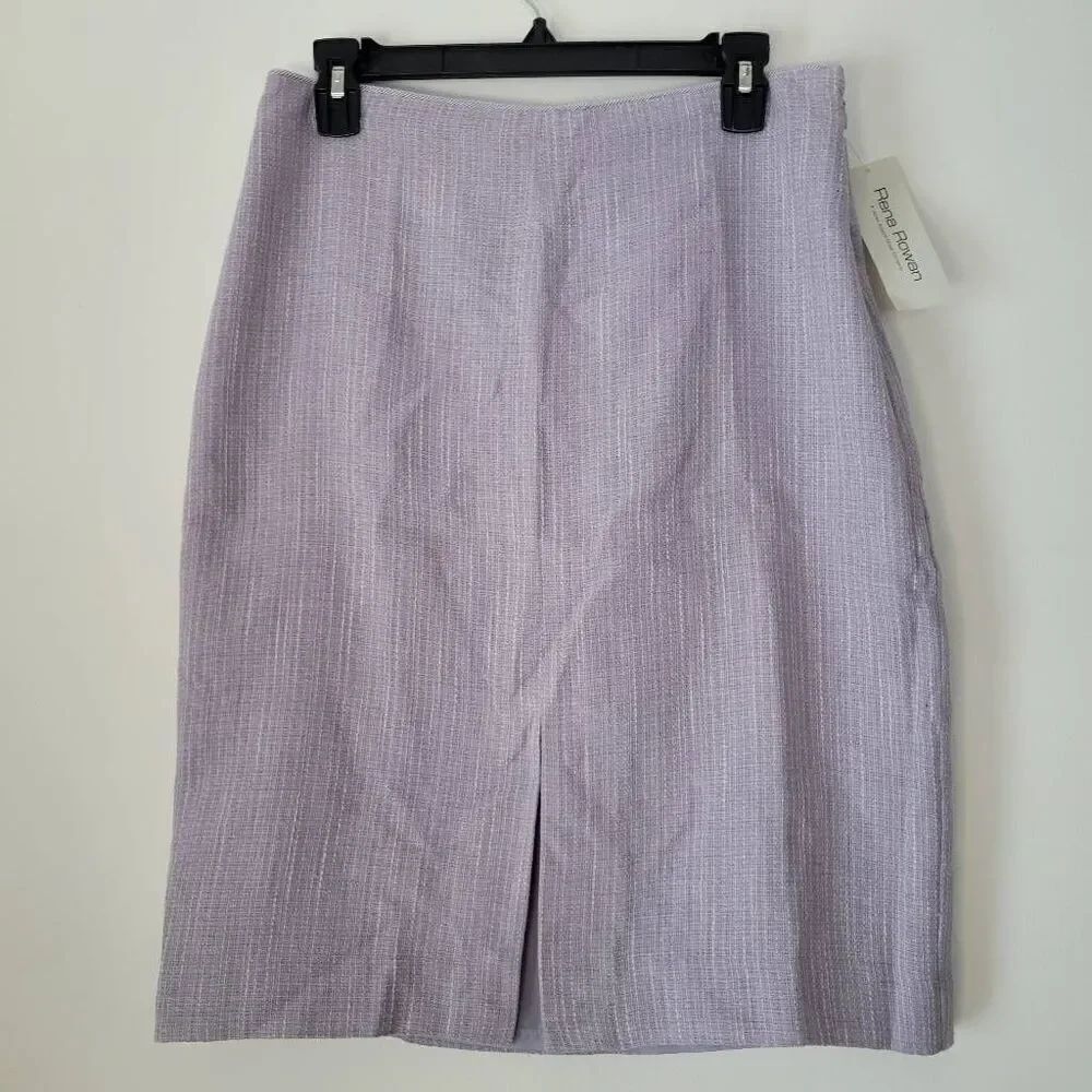 Rena Rowan Textured Lavender Pencil Skirt NWT Women’s 10 Lined Midi Slit Career